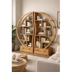 Bibliothèque Teck ronde...