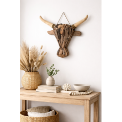 Tête De Buffle En Bois Flotté